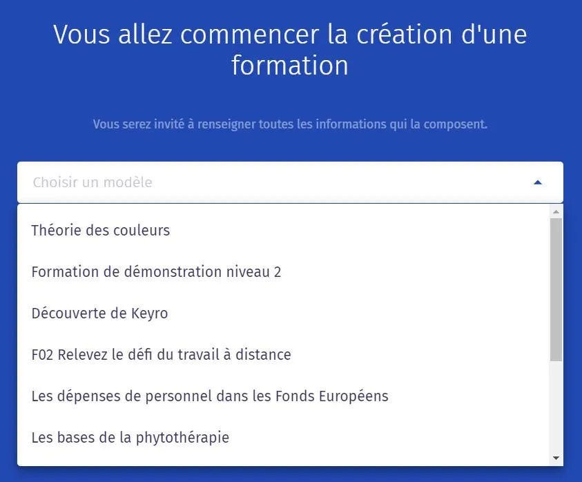 Onglet « créer une session »